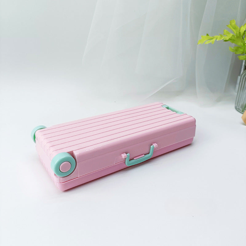Wholesale Plastic Suitcase Double Layer Large Capacity Stationery Box